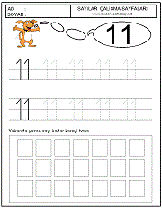 okul öncesi 11 sayısı çizgi çalışması